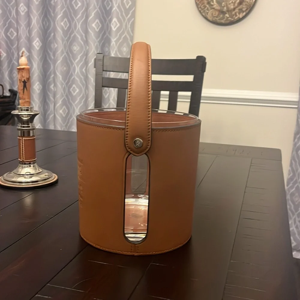 Ralph Lauren Cantwell Saddle Leather Ice Bucket new